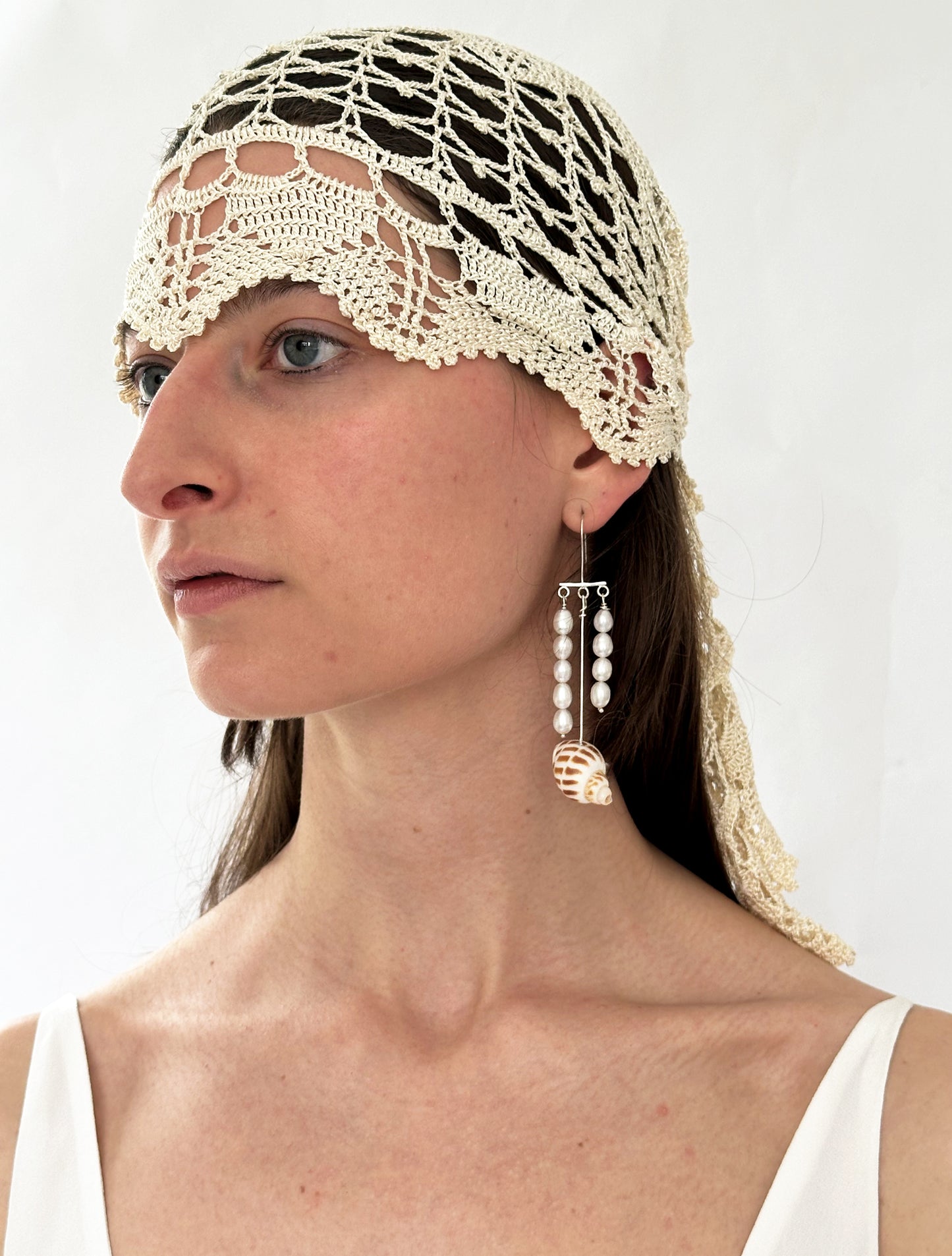 BALANCING ACT SHELL EARRING