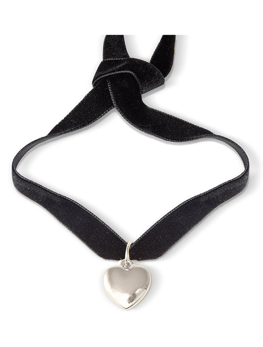 SMALL HEART CHOKER SILVER